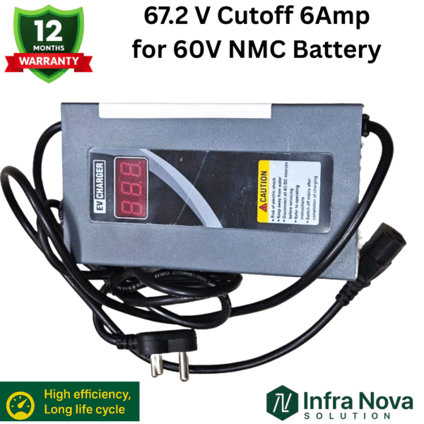 Infra Nova 67.2V 6Amp Smart EV Charger for 60V NMC Battery (High Efficiency, Long Life, 12 Months Warranty)